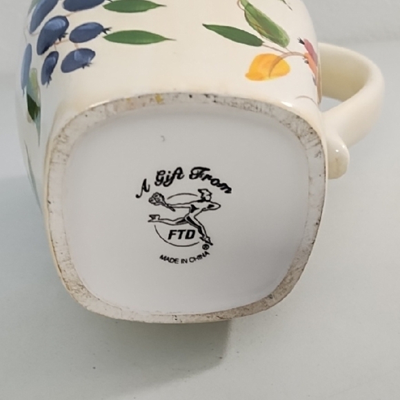 Vintage Ceramic Pitcher Floral Vase with Hand-Painted Berry-ies Floral Art - Picture 5 of 12